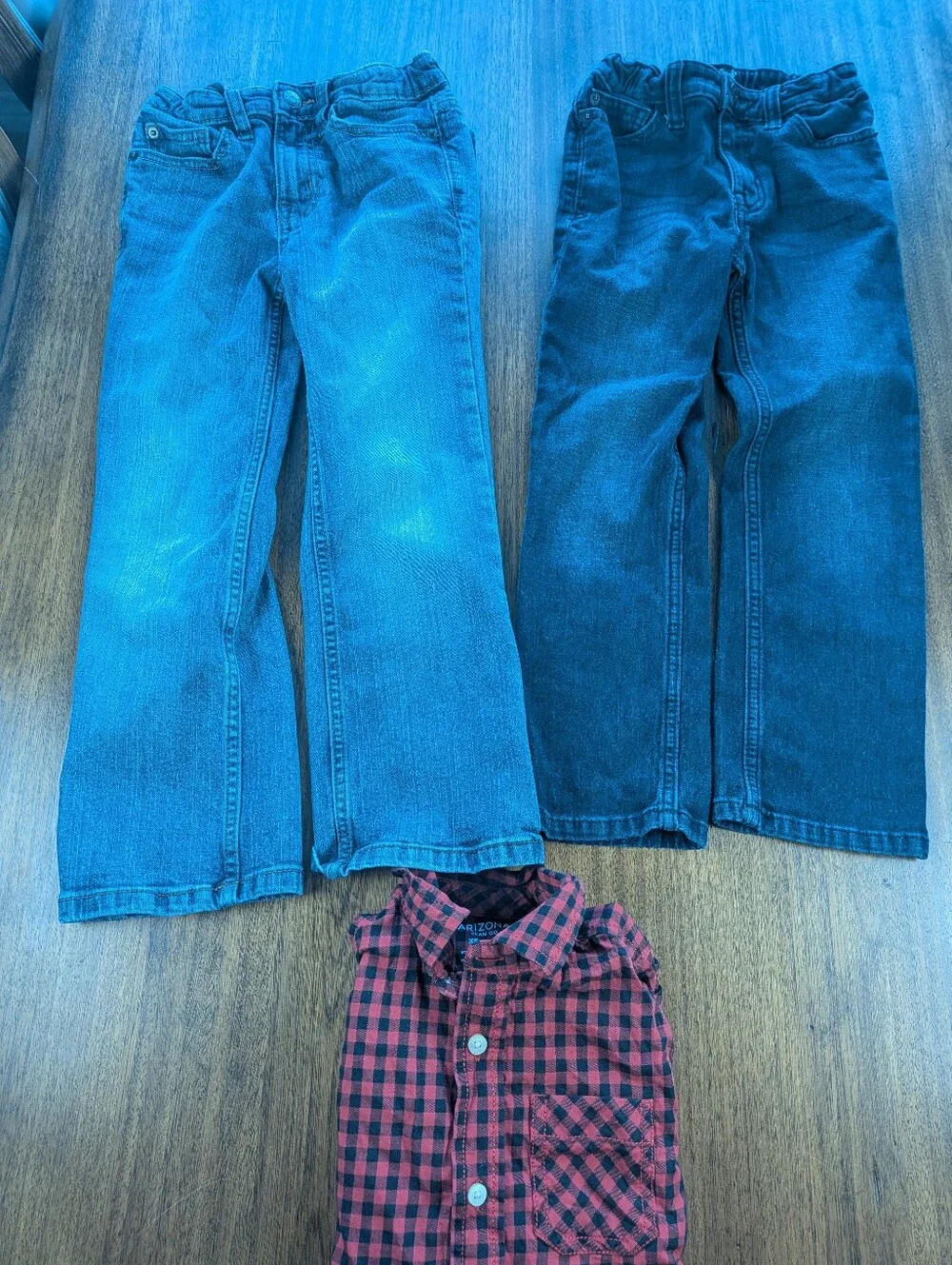 Bundle Of 3 Pcs Boys Clothing Size 6/7 Jeans Plaid See Description